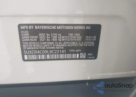 2020 BMW X5 Sdrive40I z USA, uszkodzony, nr VIN 5UXCR4C09L9C22141